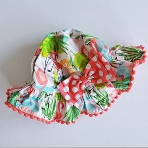 Mudpie Toddler Flamingo bow detail Sun Hat 2T-4T